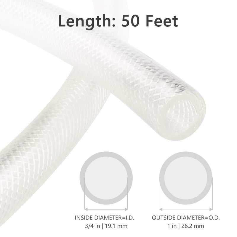 Eastrans 3/4" ID x 50 Ft High Pressure Braided Clear PVC Vinyl Tubing Flexible Vinyl Tube, Heavy Duty Reinforced Hose Tubing, BPA Free and Non Toxic - Image 3